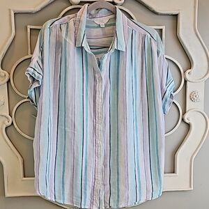 Time and True  Striped Button-Up Shirt euc (Z48)